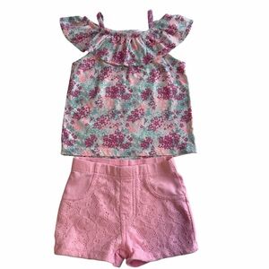 Garanimals Pink Lace Shorts and Floral Top Set
